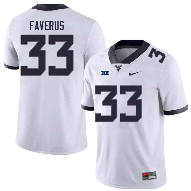 Men #33 Jairo Faverus West Virginia Mountaineers College Football Jerseys Sale-White - Click Image to Close
